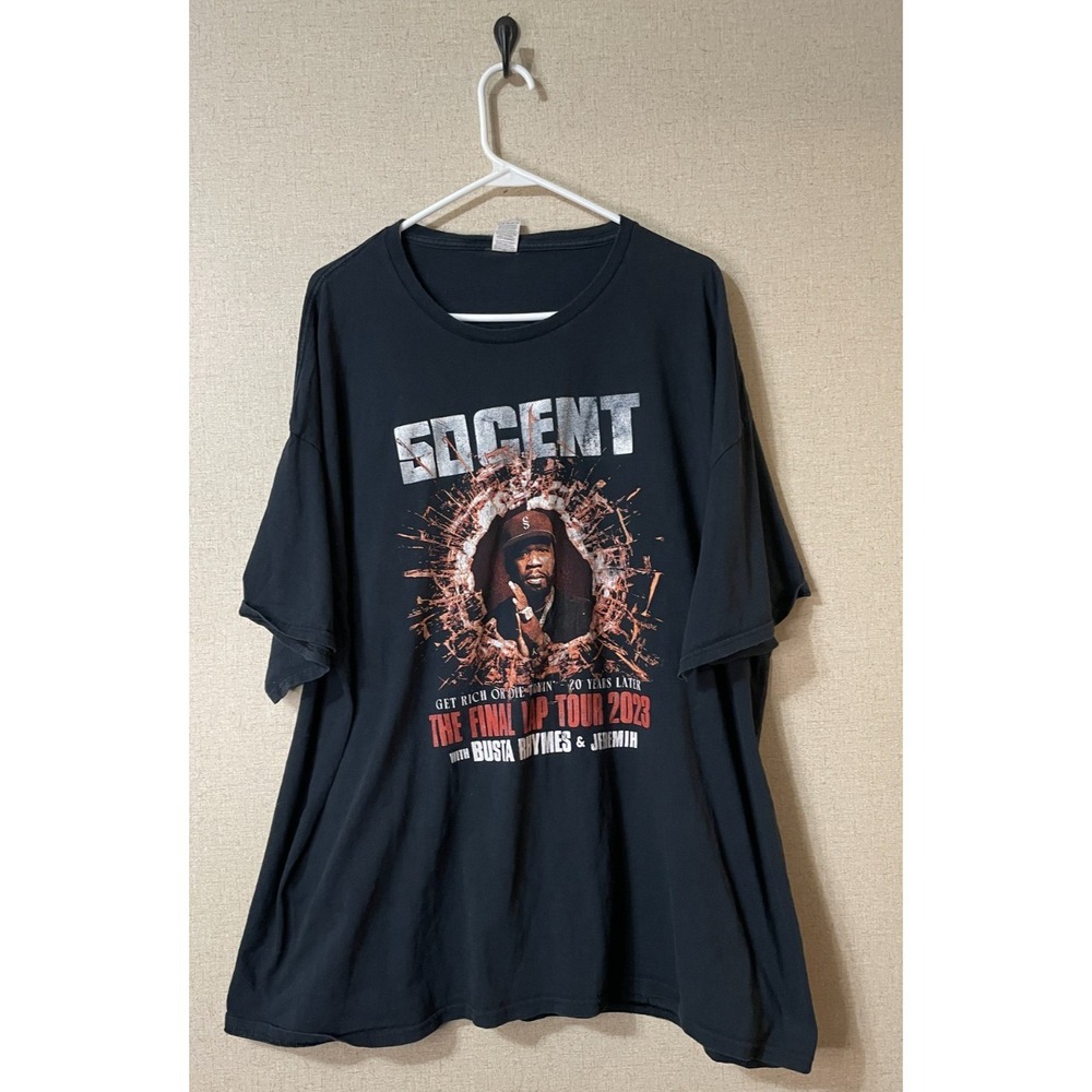 50 CENT "THE FINAL LAP TOUR" 2023 BLACK GRAPHIC RAP TEE 3XL HIP HOP CONCERT MENS